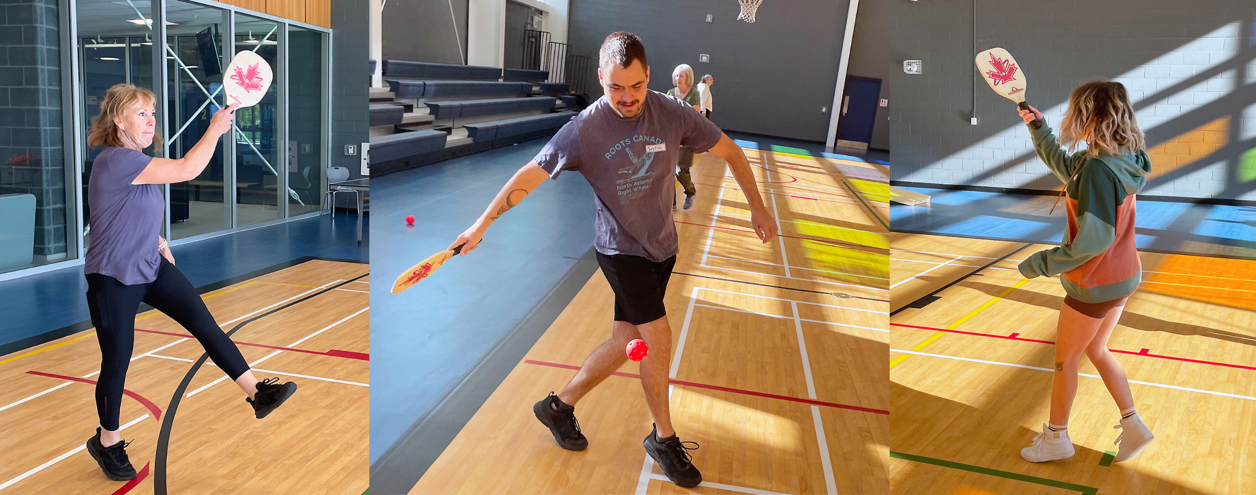 People playing pickleball