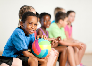 Group of young people in a gymnasium