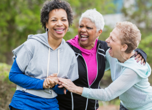 Older adults laughing together