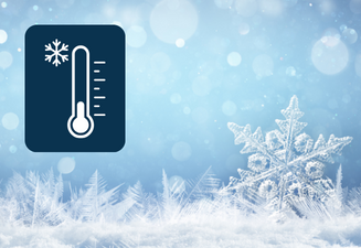 Frost and thermometer depicting cold weather