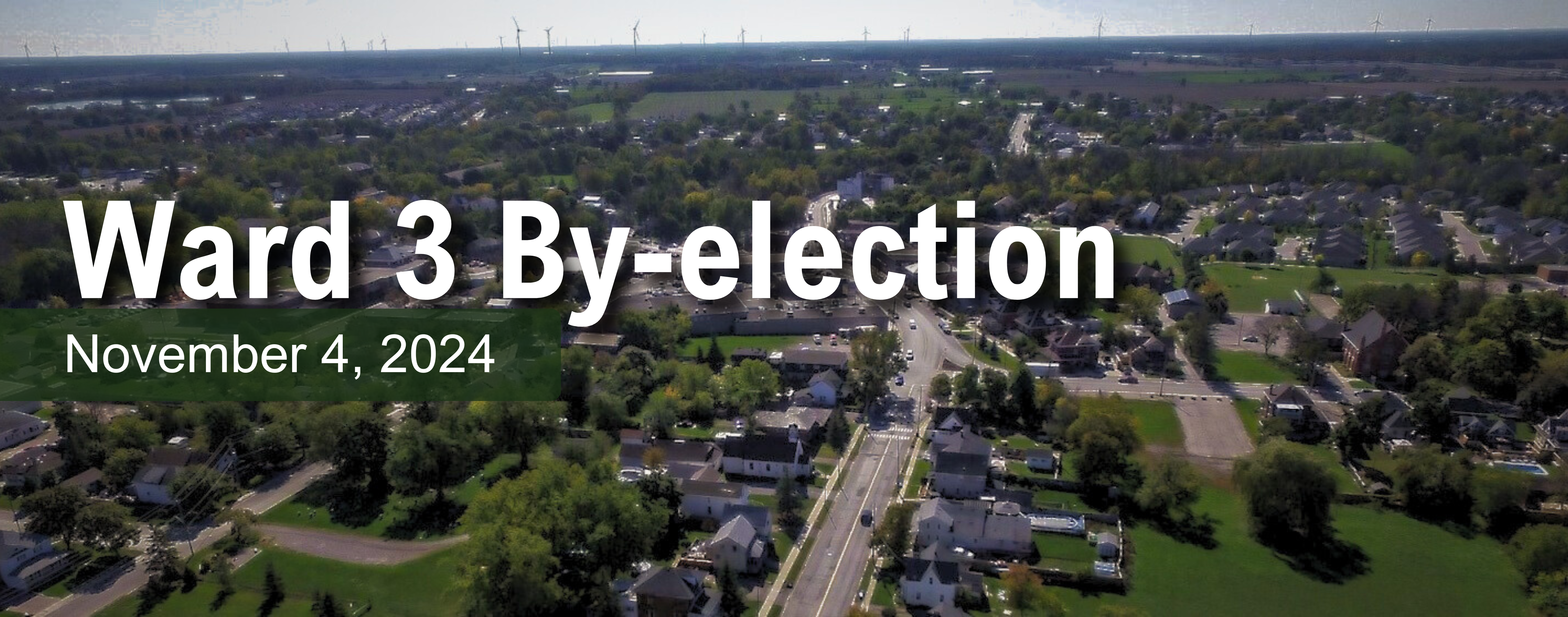 Aerial photo of Smithville with text that says Ward 3 By-election November 4, 2024